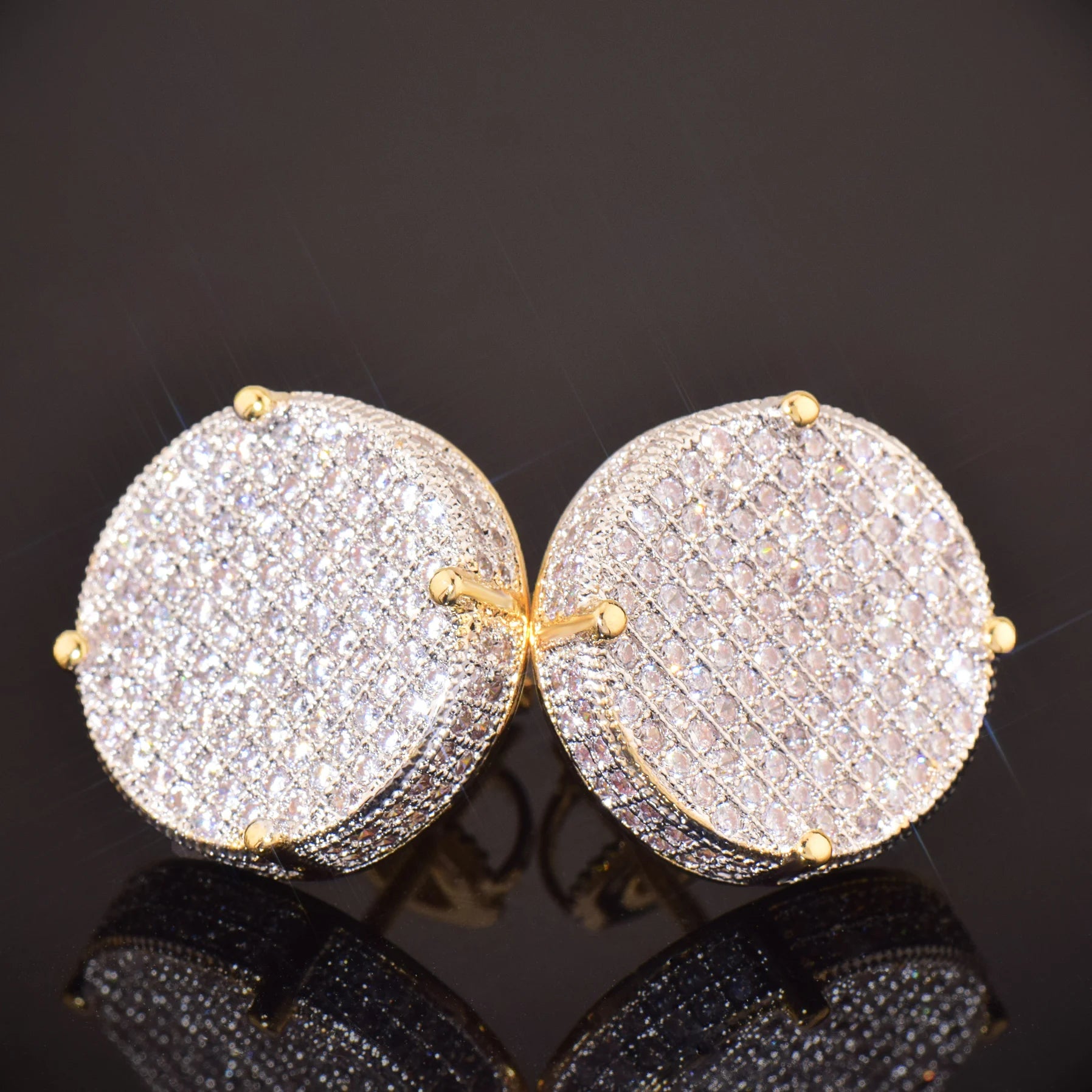 14mm Big Round Cut Pave Earrings - Different Drips