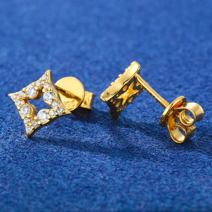 S925 Moissanite Compass Star Stud Earrings - Different Drips