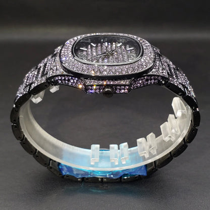 Bust Down Pink Cushion Case Watch with Date Window - Different Drips