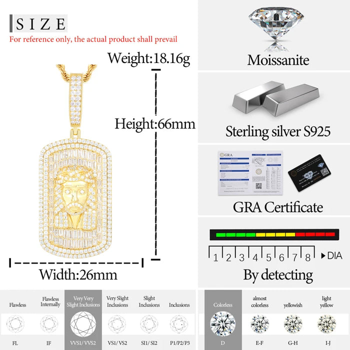 S925 Moissanite Rectangular Jesus Pendant - Different Drips