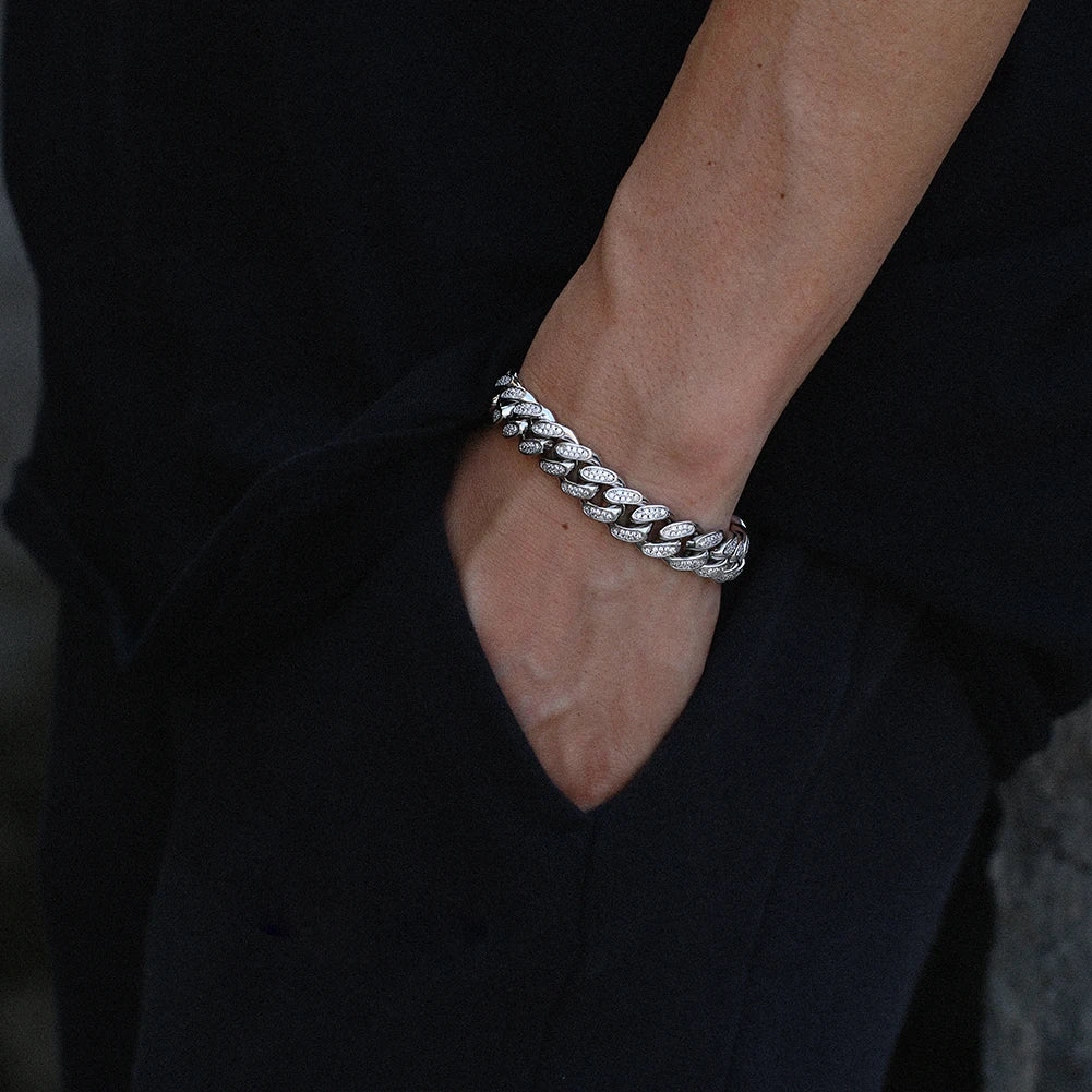 12mm S925 Moissanite Miami Cuban Bracelet - Different Drips