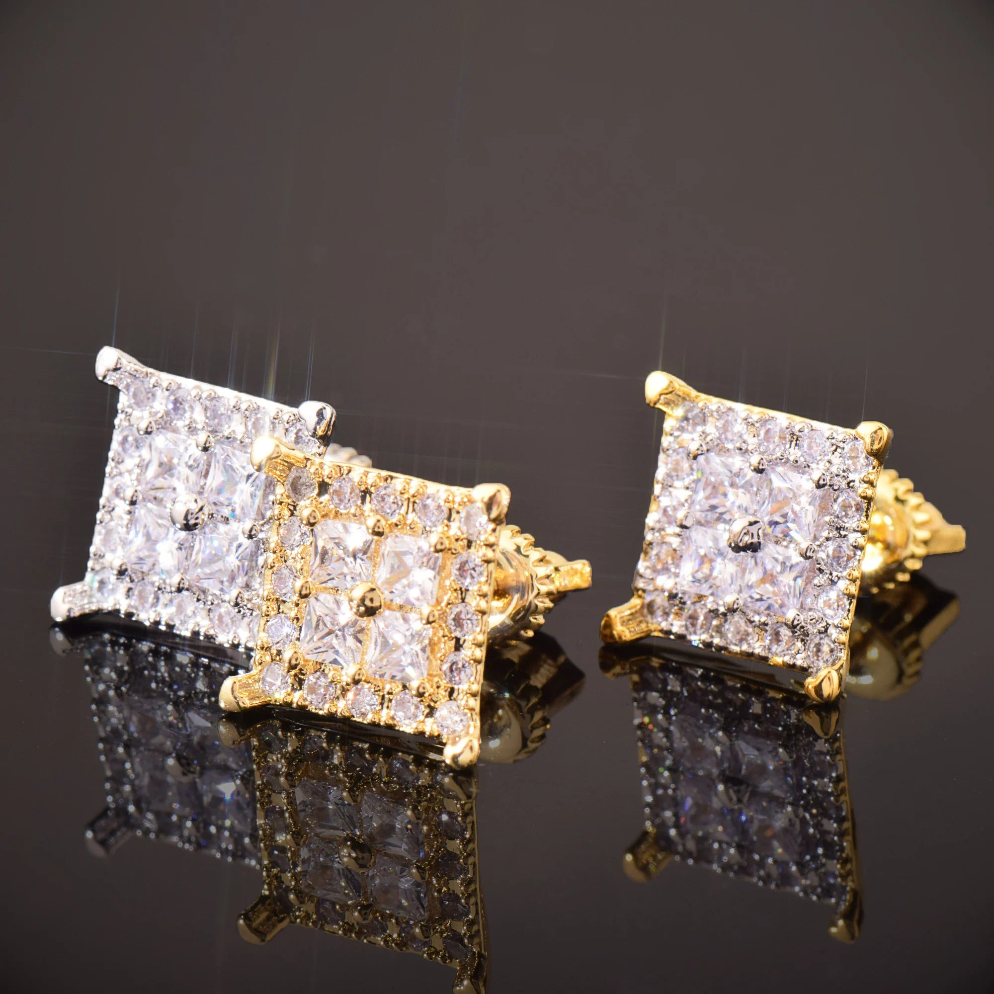 10mm Square Cut Clustered Earrings - Different Drips