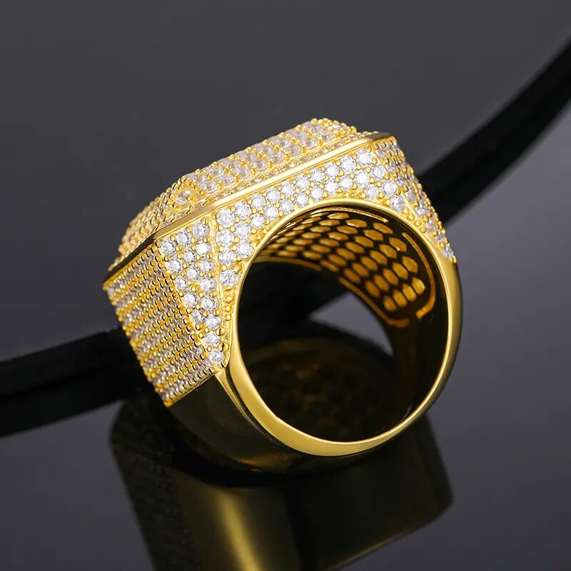 S925 Moissanite Diamond Square Signet Ring - Different Drips