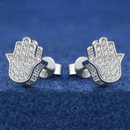S925 Iced Hamsa Moissanite Stud Earrings - Different Drips