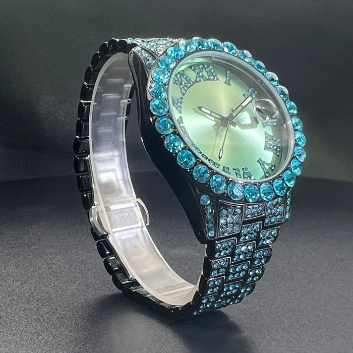 Bust Down Aqua Roman Watch - Different Drips