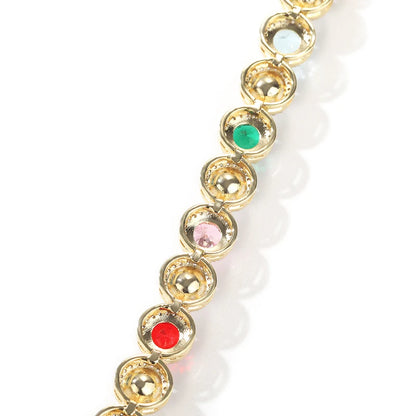 Pearl Multicolor Gemstone Halo Link Chain - Different Drips