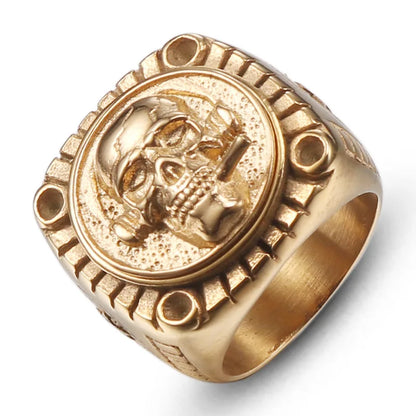 Smoking Skull Chunky Signet Ring - Different Drips