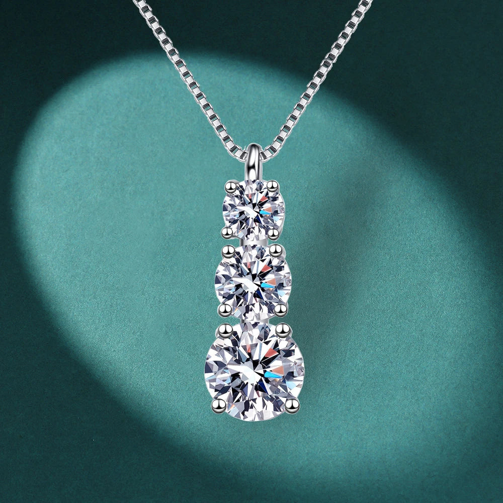 Women's S925 Layered Round Cut Moissanite Diamond Pendant - Different Drips