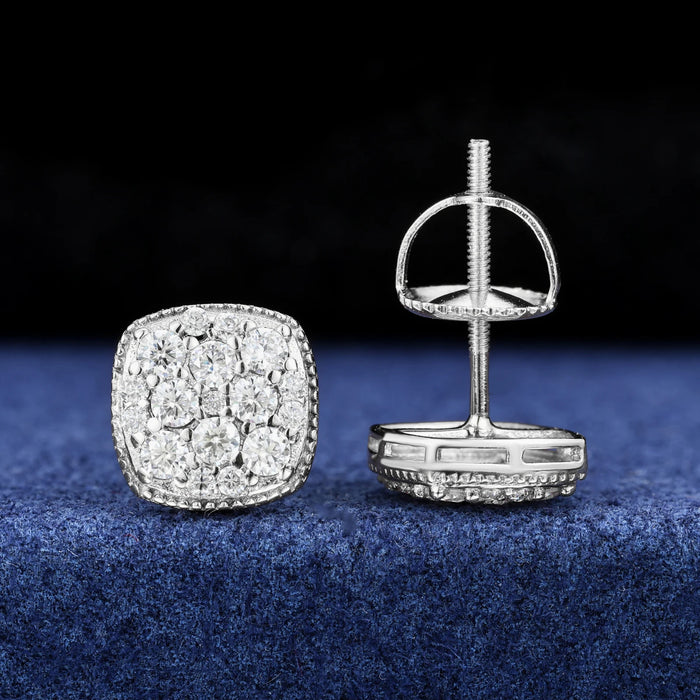 10K White Gold Cluster Moissanite Diamond Earrings - Different Drips