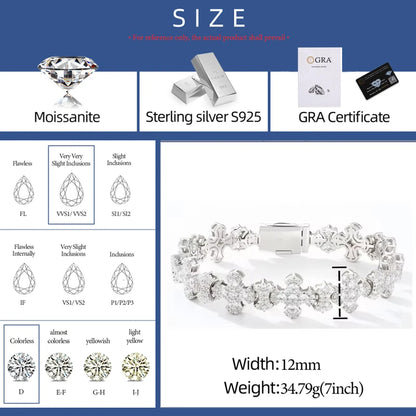 Moissanite Budded Cross Link Tennis Bracelet - Different Drips