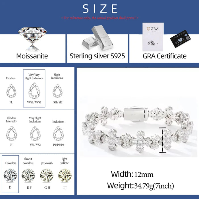 Moissanite Budded Cross Link Tennis Bracelet - Different Drips