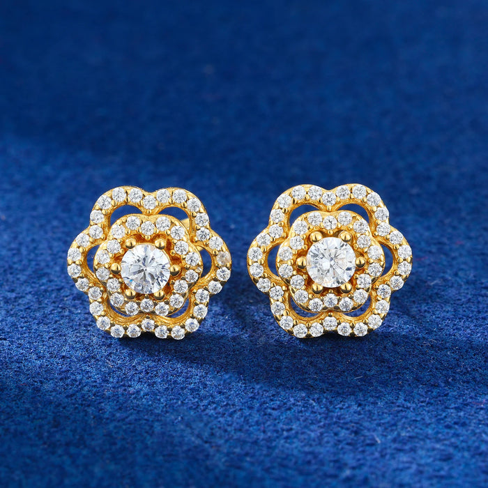 Floral Cluster Halo Stud Earrings - Different Drips