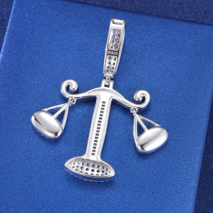 S925 Moissanite Baguette Diamond Justice Scale Pendant - Different Drips