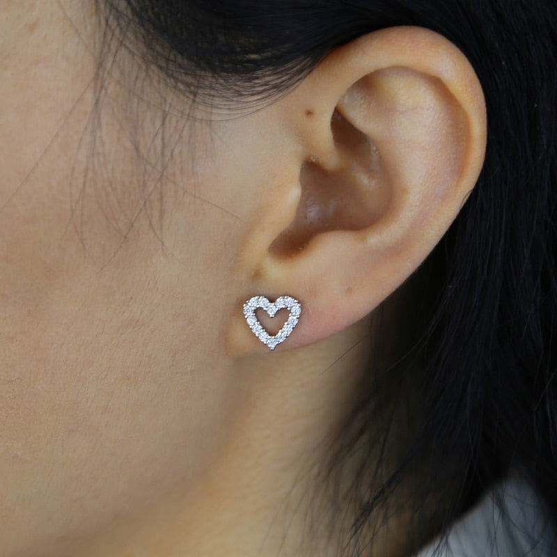 S925 Women's Hollow Heart Stud Earrings - Different Drips