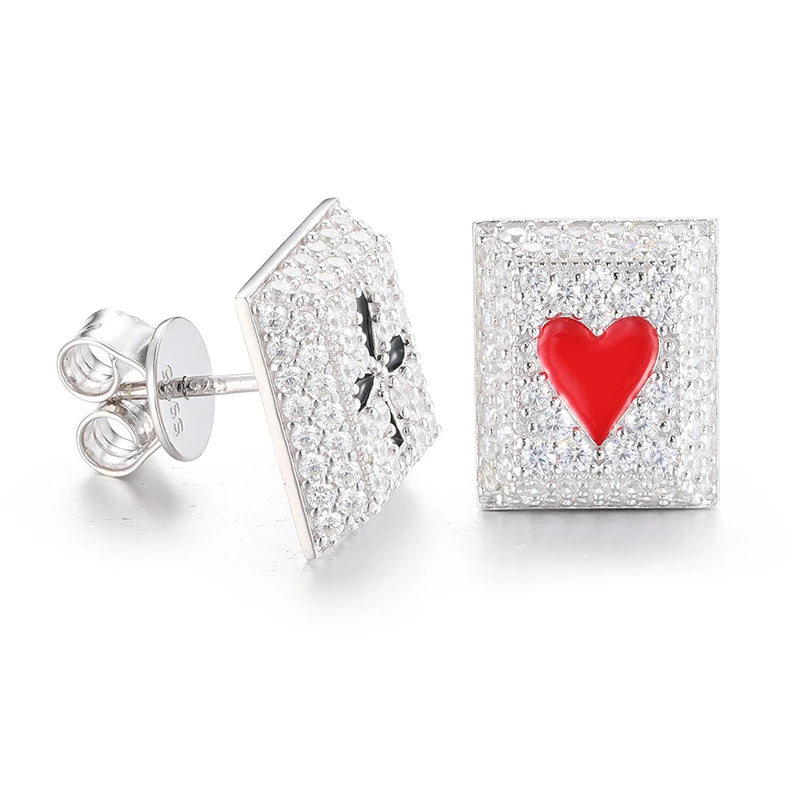 S925 Moissanite Square Poker Stud Earrings - Different Drips