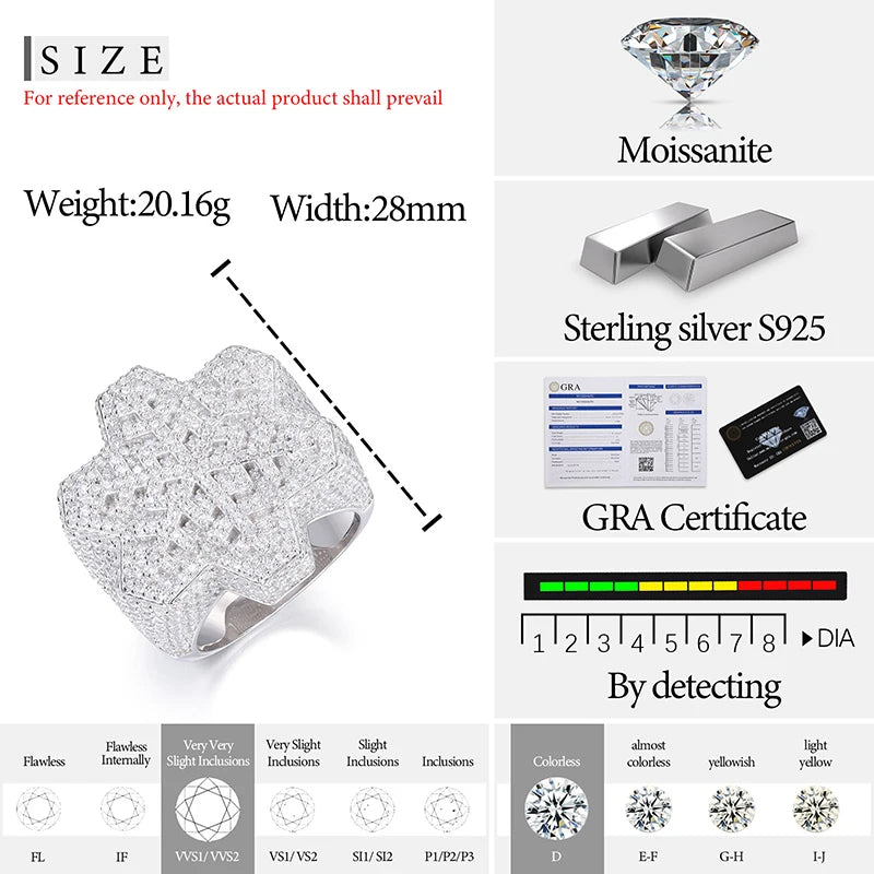 S925 Moissanite Diamond Snowflake Ring - Different Drips