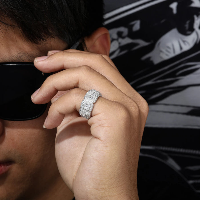 S925 Moissanite Baguette Eternity Band Ring - Different Drips