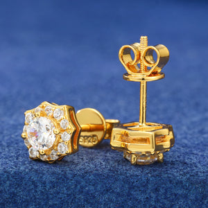 S925 Iced Flower-Shaped Moissanite Stud Earrings - Different Drips