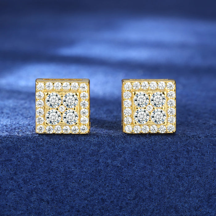 S925 Moissanite Square Stud Earrings - Different Drips