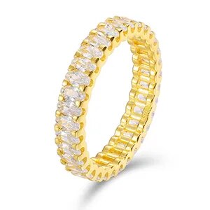 S925 Baguette Oval Cut Moissanite Eternity Ring - Different Drips