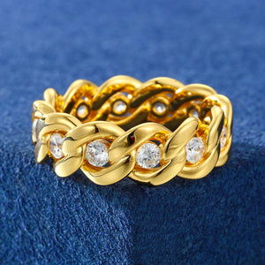 Cuban Link Moissanite Eternity Band Ring - Different Drips