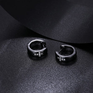 S925 Black Moissanite Hoop Cross Earrings - Different Drips