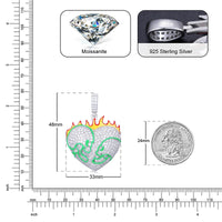 Thumbnail for S925 Moissanite Glow In The Dark Flame Skull Heart Pendant - Different Drips