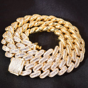 12mm Baguette Cuban Link Chain - Different Drips