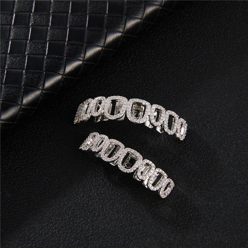 Iced Hollow Rounded Open Face Grillz - Different Drips