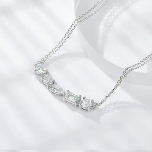 Women's S925 Emerald Cut Moissanite Diamond Curved Necklace - Different Drips