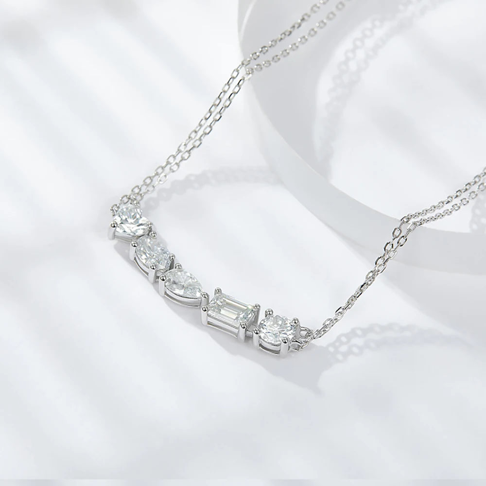 Women's S925 Emerald Cut Moissanite Diamond Curved Necklace - Different Drips