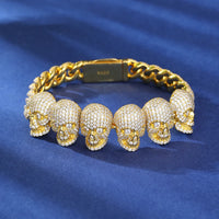 Thumbnail for S925 Moissanite Skull Cuban Prong Link Bracelet - Different Drips