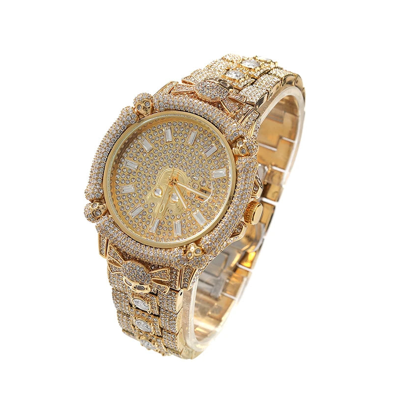 Iced Pirate Skull Round Watch