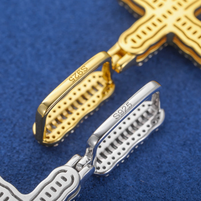 S925 Moissanite Small Baguette Cross Pendant - Different Drips