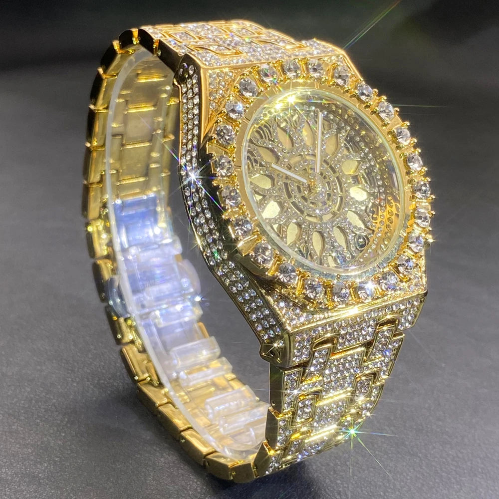 Fully Iced Green Arabic Numeral Watch - Different Drips