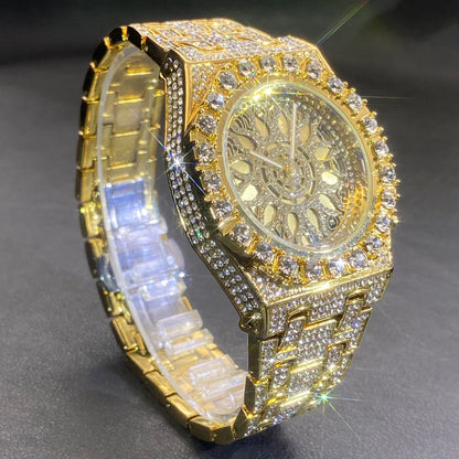 Fully Iced Green Arabic Numeral Watch - Different Drips