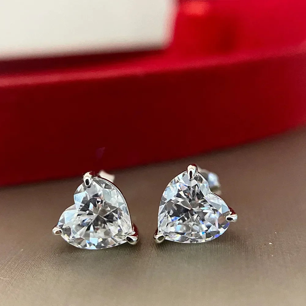 Women's S925 Moissanite Diamond Heart Cut Earrings - Different Drips