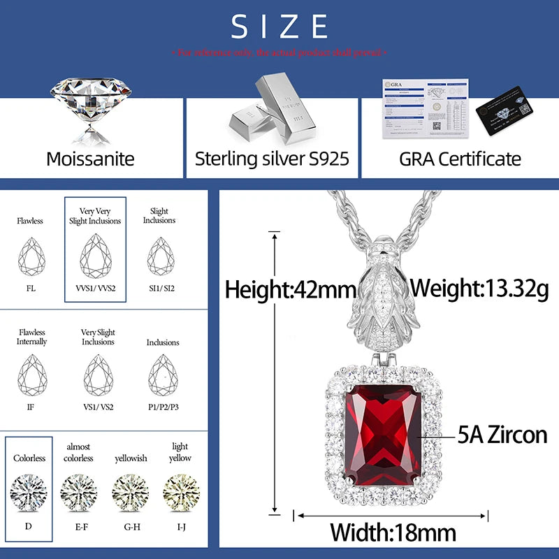 S925 Moissanite Domineering Dragon Head Pendant - Different Drips