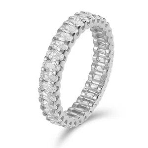 S925 Baguette Oval Cut Moissanite Eternity Ring - Different Drips