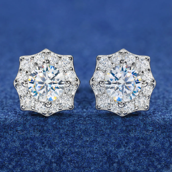 S925 Iced Flower-Shaped Moissanite Stud Earrings - Different Drips