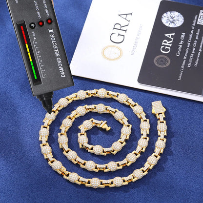 S925 Moissanite Rectangle Ball Link Chain - Different Drips