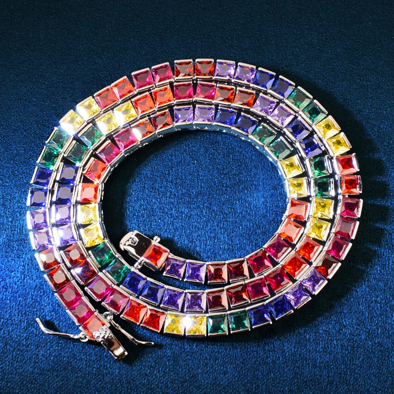 4mm Multi Color Square Tennis Chain - Different Drips