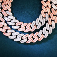 Thumbnail for 15mm Two-Tone Baguette Cuban Link Chain - Different Drips