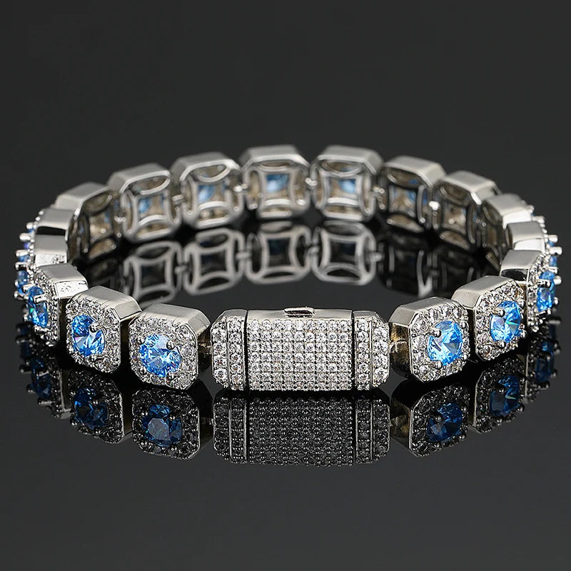 10mm Blue Stone Clustered Tennis Chain - Different Drips