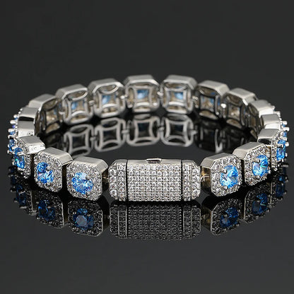 10mm Blue Stone Clustered Tennis Chain - Different Drips