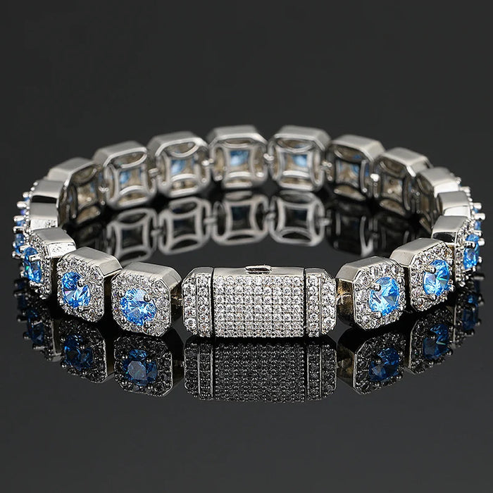 10mm Blue Stone Clustered Tennis Chain - Different Drips