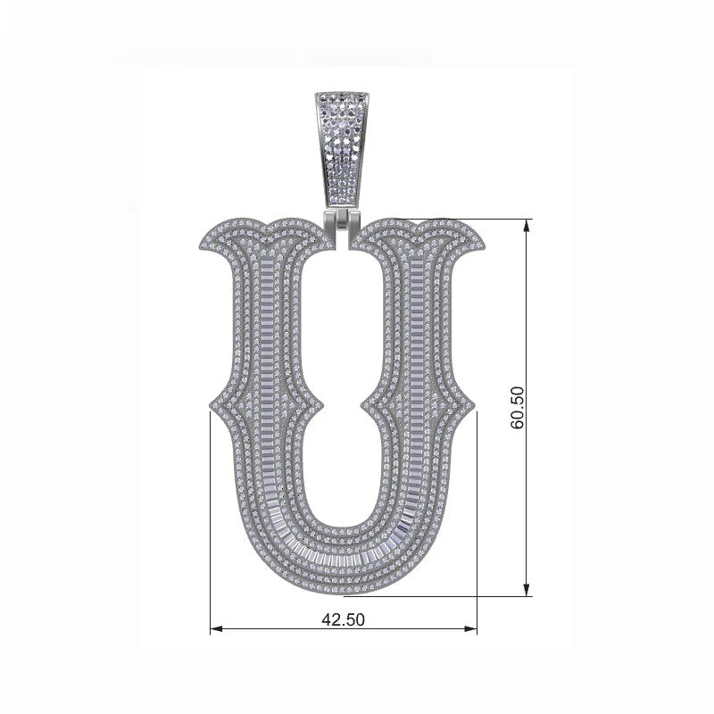 S925 Moissanite Baguette Custom Letter Pendant - Different Drips