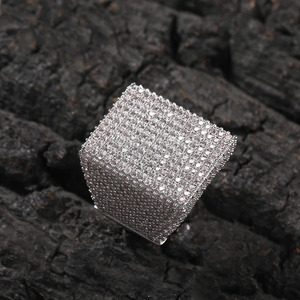 Iced Out Square Signet Ring - Different Drips