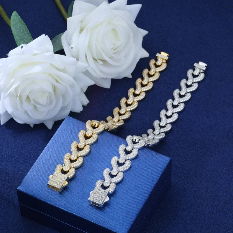 S925 Moissanite Diamond Fish Bone Link Bracelet - Different Drips