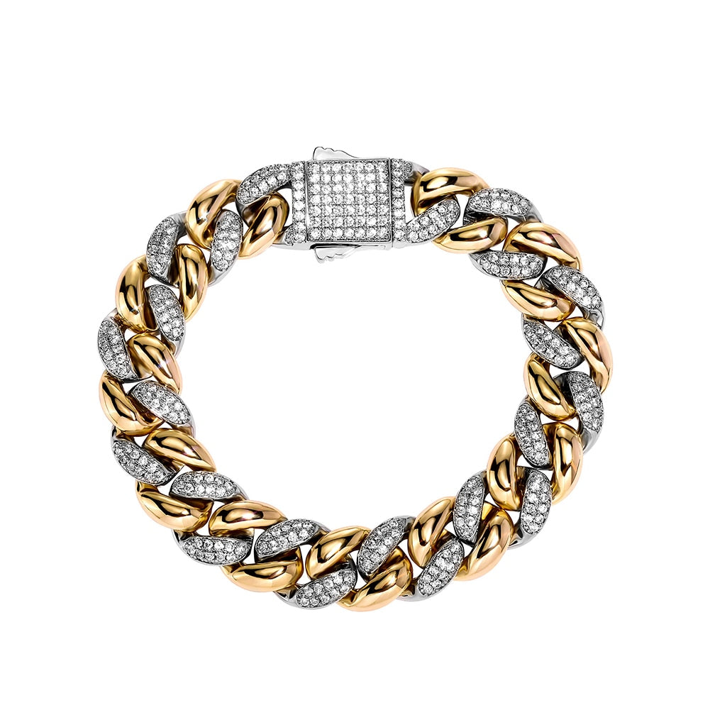 9-14mm Two-Tone Cuban Link Bracelet - Different Drips